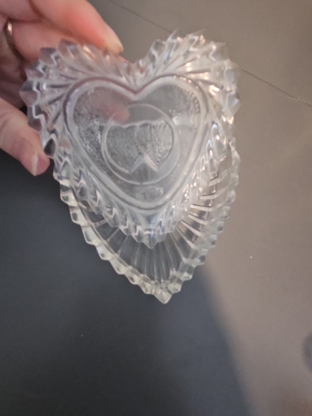Heart-Shaped Clear Glass Trinket Dish